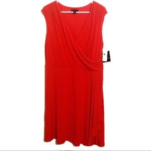 Bright tangerine faux wrap dress size 18W NWT